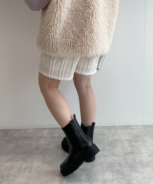 w closet（ダブルクローゼット）の「ケーブル編みジャガードショートパンツ（その他パンツ・レディース・アイボリー/ブルー/ブラック・FREE）」の9枚目の写真