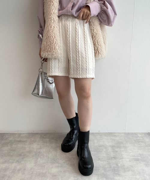w closet（ダブルクローゼット）の「ケーブル編みジャガードショートパンツ（その他パンツ・レディース・アイボリー/ブルー/ブラック・FREE）」の10枚目の写真