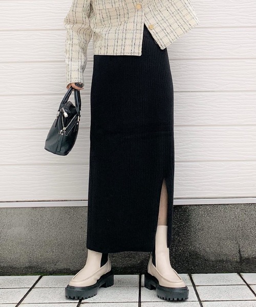 Q（キュー）の「12Gリブタイトスカート（スカート・レディース・ブラック/ピンク・MEDIUM）」の17枚目の写真