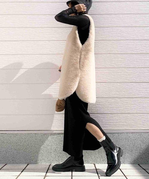 Q（キュー）の「12Gリブタイトスカート（スカート・レディース・ブラック/ピンク・MEDIUM）」の16枚目の写真