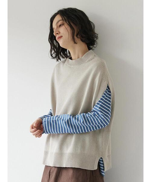 CRAFT STANDARD BOUTIQUE(クラフトスタンダードブティック)の「クルーネックニットベスト *(ベスト・レディース・ブラック/グレイッシュベージュ/ブラウン・FREE)」の5枚目の写真