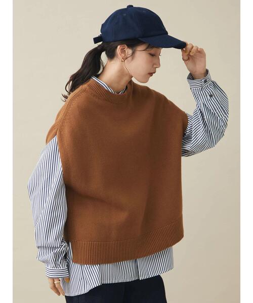 CRAFT STANDARD BOUTIQUE(クラフトスタンダードブティック)の「クルーネックニットベスト *(ベスト・レディース・ブラック/グレイッシュベージュ/ブラウン・FREE)」の7枚目の写真