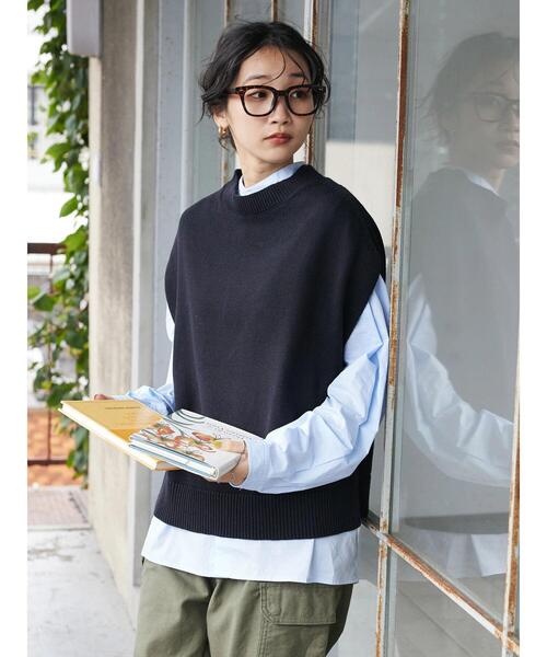 CRAFT STANDARD BOUTIQUE(クラフトスタンダードブティック)の「クルーネックニットベスト *(ベスト・レディース・ブラック/グレイッシュベージュ/ブラウン・FREE)」の15枚目の写真