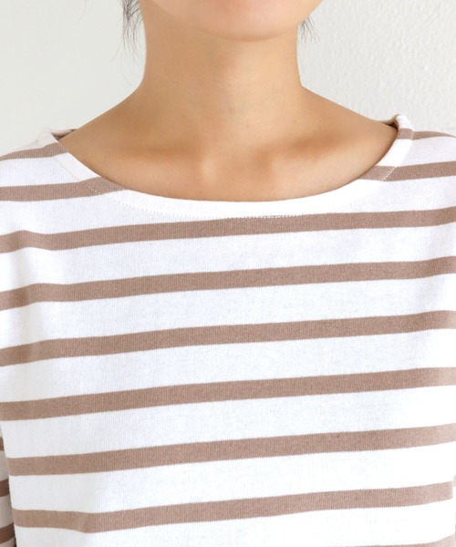 andme(アンドミー)の「コットン天竺長袖ボーダーTシャツ(Tシャツ/カットソー・レディース・グレー系その他/ホワイト×ブラック/ベージュ系その他/ホワイト×レッド/ホワイト×ブルー/ホワイト×パープル・M/L)」の21枚目の写真