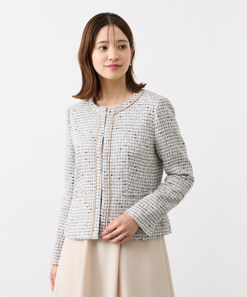 AIMER（エメ）の「ミックスツイードノーカラージャケット（ノーカラージャケット・レディース・ベージュ/ネイビー・MEDIUM/LARGE）」の16枚目の写真