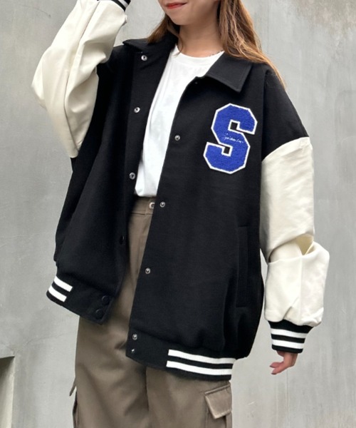 INGNI（イング）の「ワッペン／襟付スタジャン（スタジャン・レディース・ブラック/レッド/グリーン・M）」の5枚目の写真