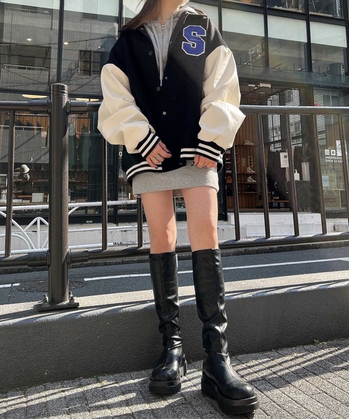 INGNI（イング）の「ワッペン／襟付スタジャン（スタジャン・レディース・ブラック/レッド/グリーン・M）」の15枚目の写真