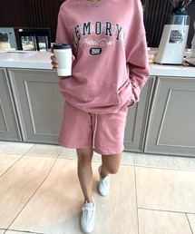 Dalfwin | 2022 AW 秋冬 韓国ファッション スウェット セット レディース【上下セット】MEMORYSプリントセットアップ スウェットパンツ トレーナー ハーフパンツ(ルームウェア/パジャマ)
