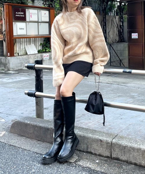 WHO'S WHO gallery（フーズフーギャラリー）の「ウェーブニット（ニット/セーター・レディース・グレー/チャコールグレー/ベージュ・FREE）」の8枚目の写真