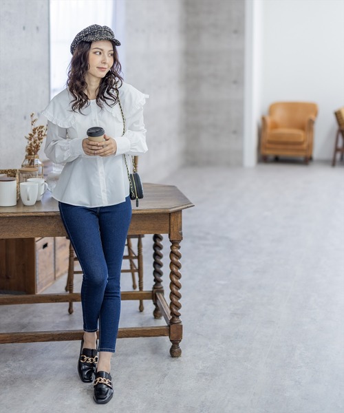 clear（クリア）の「ビッグカラーブラウス（シャツ/ブラウス・レディース・ブラック/オフホワイト・F）」の18枚目の写真