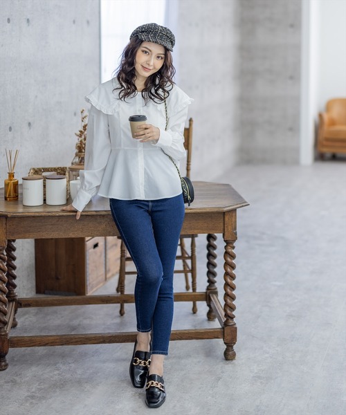 clear（クリア）の「ビッグカラーブラウス（シャツ/ブラウス・レディース・ブラック/オフホワイト・F）」の22枚目の写真