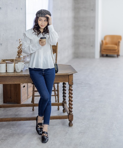 clear（クリア）の「ビッグカラーブラウス（シャツ/ブラウス・レディース・ブラック/オフホワイト・F）」の3枚目の写真