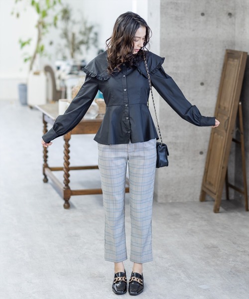 clear（クリア）の「ビッグカラーブラウス（シャツ/ブラウス・レディース・ブラック/オフホワイト・F）」の19枚目の写真