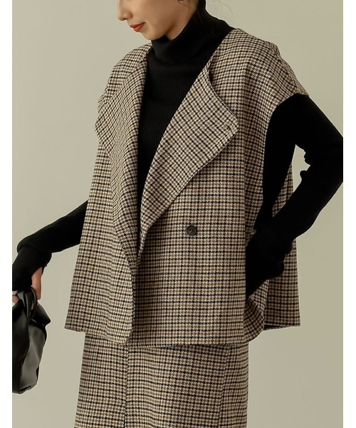 Re:EDIT（リエディ）の「ウールタッチ起毛チェック柄ノースリーブ