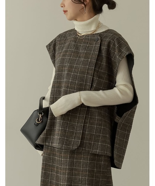 Re:EDIT（リエディ）の「ウールタッチ起毛チェック柄ノースリーブ