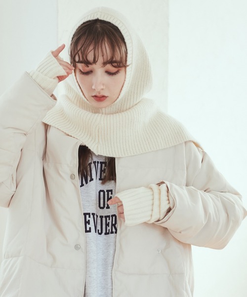 ANGIE（アンジー）の「リブニットバラクラバ＆アームウォーマーセット（ネックウォーマー/スヌード・レディース・杢グレー/ベージュ/ブラック/アイボリー・FREE）」の10枚目の写真