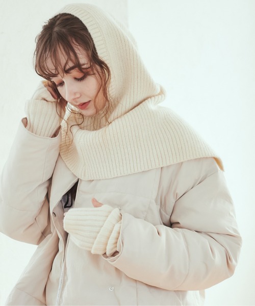 ANGIE（アンジー）の「リブニットバラクラバ＆アームウォーマーセット（ネックウォーマー/スヌード・レディース・杢グレー/ベージュ/ブラック/アイボリー・FREE）」の11枚目の写真