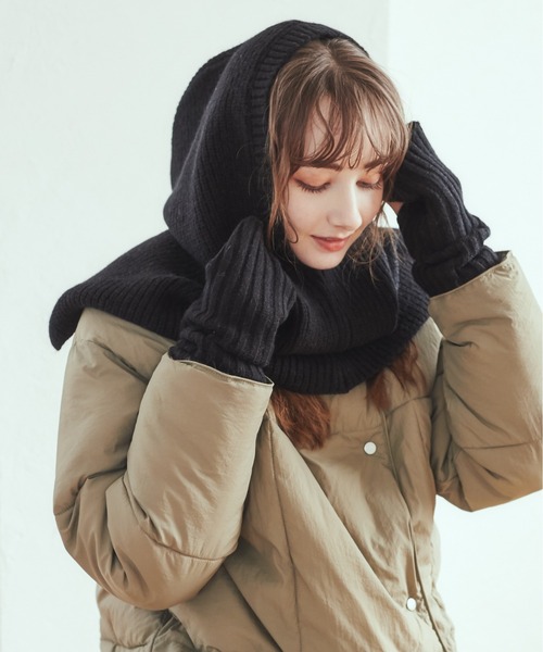 ANGIE（アンジー）の「リブニットバラクラバ＆アームウォーマーセット（ネックウォーマー/スヌード・レディース・杢グレー/ベージュ/ブラック/アイボリー・FREE）」の17枚目の写真