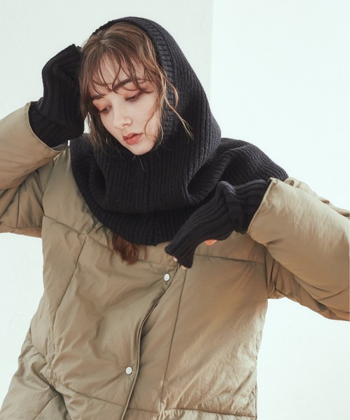 ANGIE（アンジー）の「リブニットバラクラバ＆アームウォーマーセット（ネックウォーマー/スヌード・レディース・杢グレー/ベージュ/ブラック/アイボリー・FREE）」の18枚目の写真