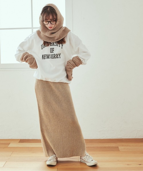 ANGIE（アンジー）の「リブニットバラクラバ＆アームウォーマーセット（ネックウォーマー/スヌード・レディース・杢グレー/ベージュ/ブラック/アイボリー・FREE）」の9枚目の写真