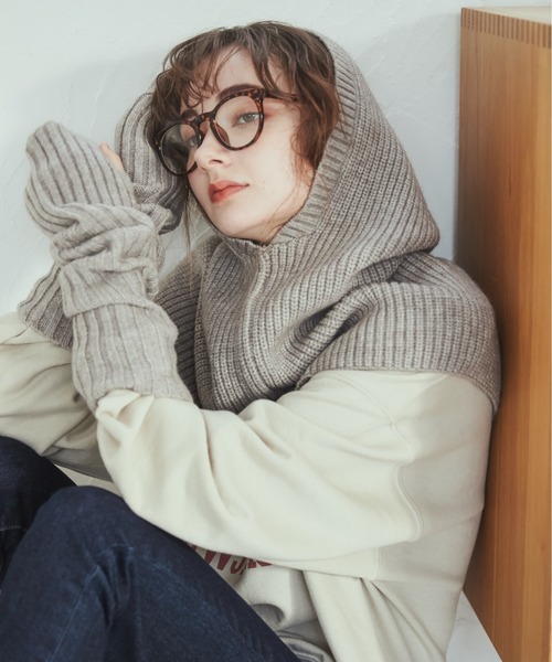 ANGIE（アンジー）の「リブニットバラクラバ＆アームウォーマーセット（ネックウォーマー/スヌード・レディース・杢グレー/ベージュ/ブラック/アイボリー・FREE）」の21枚目の写真