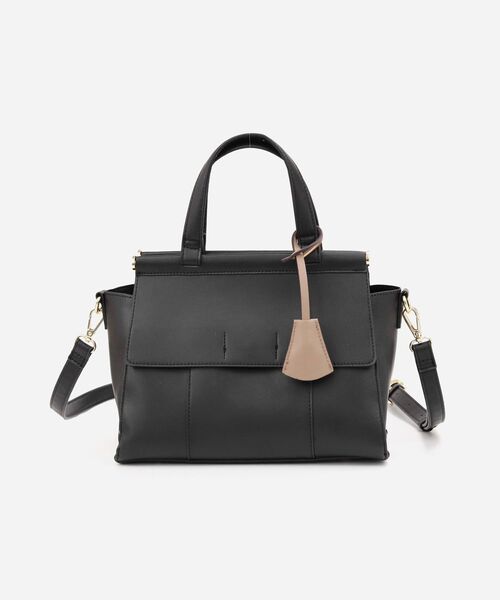 MAJESTIC LEGON(マジェスティックレゴン)の「ダブルフラップミニバッグ(ショルダーバッグ・レディース・ブラック/アイボリー/モカ・FREE)」の1枚目の写真