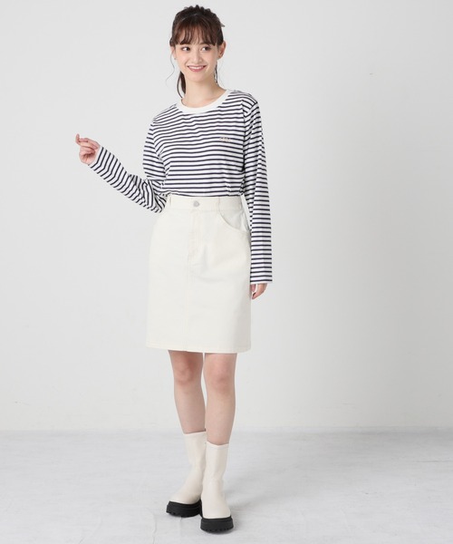 Honeys（ハニーズ）の「ボーダーＴシャツ（Tシャツ/カットソー・レディース・ホワイト系その他/ホワイト×ネイビー/ホワイト×ライム/ホワイト×ピンク・S/M/L）」の9枚目の写真