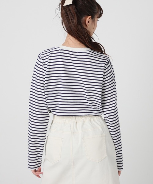 Honeys（ハニーズ）の「ボーダーＴシャツ（Tシャツ/カットソー・レディース・ホワイト系その他/ホワイト×ネイビー/ホワイト×ライム/ホワイト×ピンク・S/M/L）」の5枚目の写真