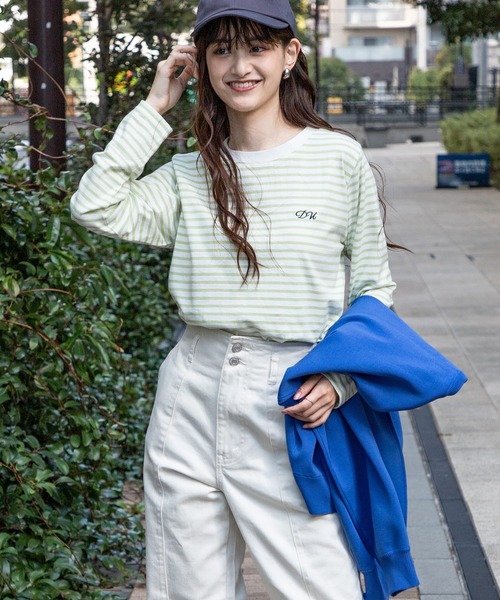 Honeys（ハニーズ）の「ボーダーＴシャツ（Tシャツ/カットソー・レディース・ホワイト系その他/ホワイト×ネイビー/ホワイト×ライム/ホワイト×ピンク・S/M/L）」の19枚目の写真