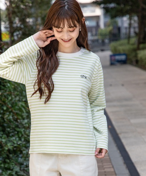 Honeys（ハニーズ）の「ボーダーＴシャツ（Tシャツ/カットソー・レディース・ホワイト系その他/ホワイト×ネイビー/ホワイト×ライム/ホワイト×ピンク・S/M/L）」の7枚目の写真