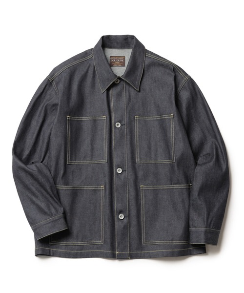 MR.OLIVE(ミスターオリーブ)の「【セットアップ対応】8oz ライトヴィンテージ デニム / ユーティリティーデニムジャケット(カバーオール)(デニムジャケット・メンズ・ナチュラル/インディゴブルー・MEDIUM/LARGE/SMALL)」の3枚目の写真