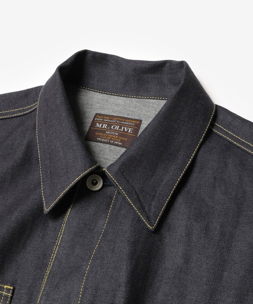 MR.OLIVE(ミスターオリーブ)の「【セットアップ対応】8oz ライトヴィンテージ デニム / ユーティリティーデニムジャケット(カバーオール)(デニムジャケット・メンズ・ナチュラル/インディゴブルー・MEDIUM/LARGE/SMALL)」の5枚目の写真