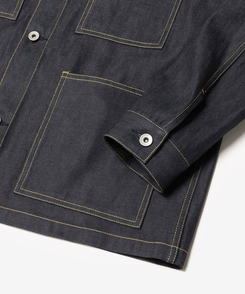MR.OLIVE(ミスターオリーブ)の「【セットアップ対応】8oz ライトヴィンテージ デニム / ユーティリティーデニムジャケット(カバーオール)(デニムジャケット・メンズ・ナチュラル/インディゴブルー・MEDIUM/LARGE/SMALL)」の6枚目の写真