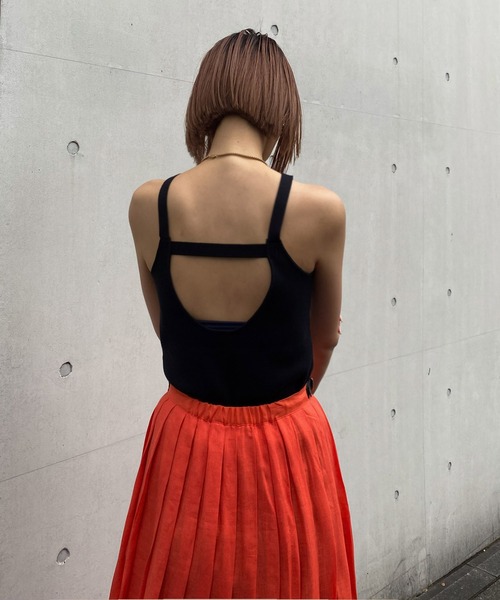 audrey and john wad（オードリーアンドジョンワッド）の「アメリカンスリーブニットタンクトップ -手洗い可-（タンクトップ・レディース・オフホワイト/ブラウン/ブラック/ライトグリーン・FREE）」の15枚目の写真