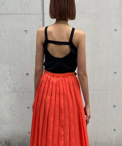 audrey and john wad（オードリーアンドジョンワッド）の「アメリカンスリーブニットタンクトップ -手洗い可-（タンクトップ・レディース・オフホワイト/ブラウン/ブラック/ライトグリーン・FREE）」の19枚目の写真