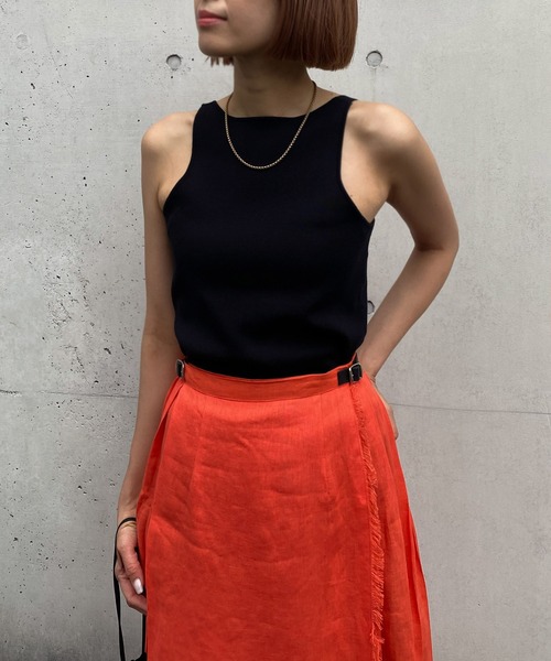 audrey and john wad（オードリーアンドジョンワッド）の「アメリカンスリーブニットタンクトップ -手洗い可-（タンクトップ・レディース・オフホワイト/ブラウン/ブラック/ライトグリーン・FREE）」の17枚目の写真