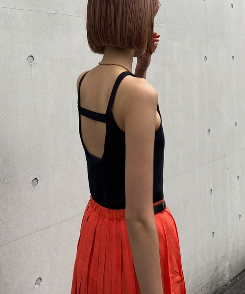 audrey and john wad（オードリーアンドジョンワッド）の「アメリカンスリーブニットタンクトップ -手洗い可-（タンクトップ・レディース・オフホワイト/ブラウン/ブラック/ライトグリーン・FREE）」の21枚目の写真