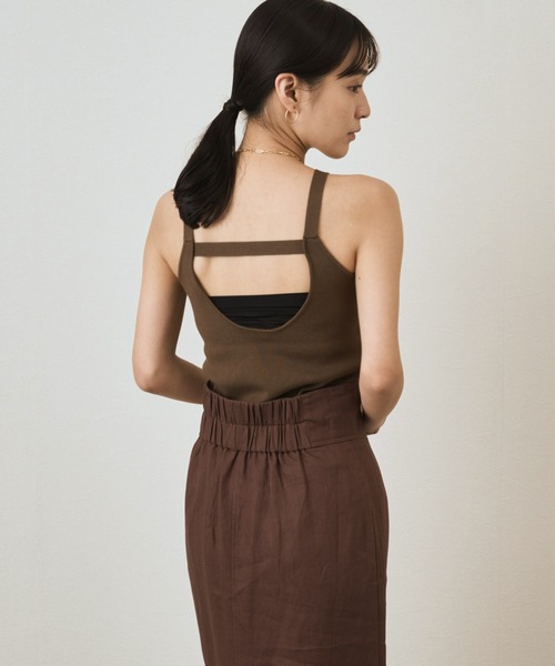 audrey and john wad（オードリーアンドジョンワッド）の「アメリカンスリーブニットタンクトップ -手洗い可-（タンクトップ・レディース・オフホワイト/ブラウン/ブラック/ライトグリーン・FREE）」の5枚目の写真