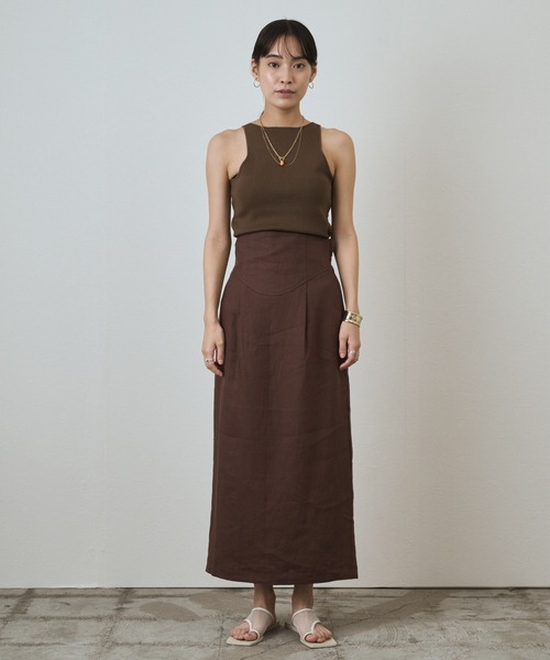 audrey and john wad（オードリーアンドジョンワッド）の「アメリカンスリーブニットタンクトップ -手洗い可-（タンクトップ・レディース・オフホワイト/ブラウン/ブラック/ライトグリーン・FREE）」の8枚目の写真