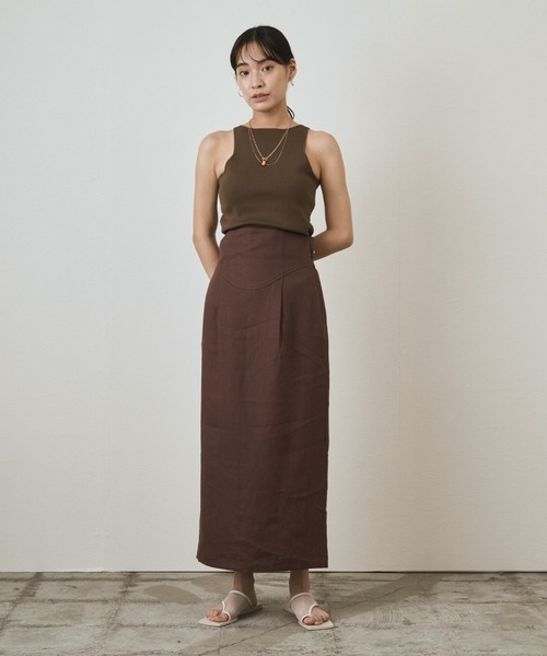 audrey and john wad（オードリーアンドジョンワッド）の「アメリカンスリーブニットタンクトップ -手洗い可-（タンクトップ・レディース・オフホワイト/ブラウン/ブラック/ライトグリーン・FREE）」の9枚目の写真