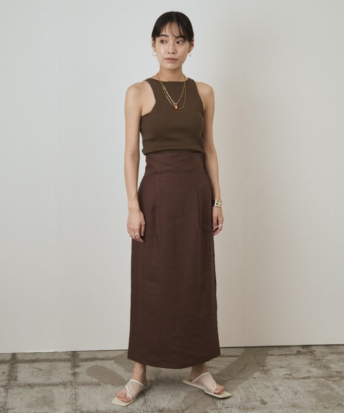 audrey and john wad（オードリーアンドジョンワッド）の「アメリカンスリーブニットタンクトップ -手洗い可-（タンクトップ・レディース・オフホワイト/ブラウン/ブラック/ライトグリーン・FREE）」の12枚目の写真