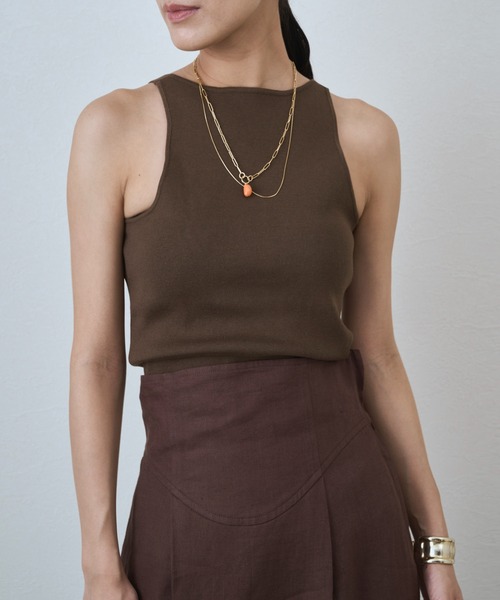 audrey and john wad（オードリーアンドジョンワッド）の「アメリカンスリーブニットタンクトップ -手洗い可-（タンクトップ・レディース・オフホワイト/ブラウン/ブラック/ライトグリーン・FREE）」の13枚目の写真
