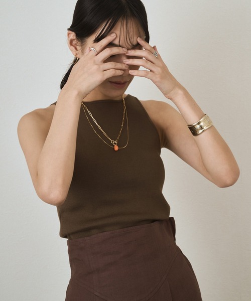 audrey and john wad（オードリーアンドジョンワッド）の「アメリカンスリーブニットタンクトップ -手洗い可-（タンクトップ・レディース・オフホワイト/ブラウン/ブラック/ライトグリーン・FREE）」の14枚目の写真