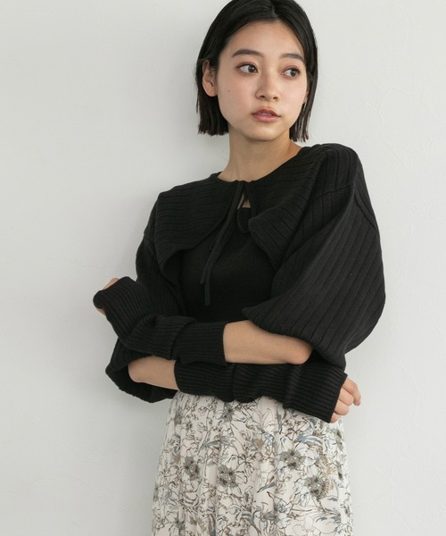 mysty woman（ミスティウーマン）の「アームカバー3Pニット　183872（ニット/セーター・レディース・オフホワイト/ブラック/ピンクベージュ・FREE）」の12枚目の写真