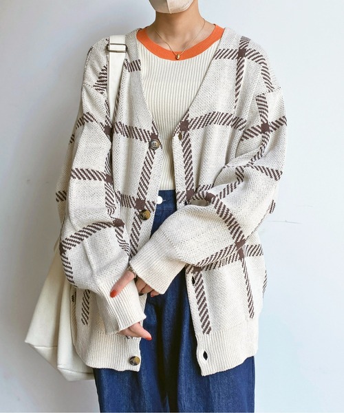 CPCM（シーピーシーエム）の「アソートチェック柄カーディガン（カーディガン/ボレロ・メンズ・グリーン/イエロー/アイボリー/サックスブルー・LARGE/MEDIUM）」の2枚目の写真