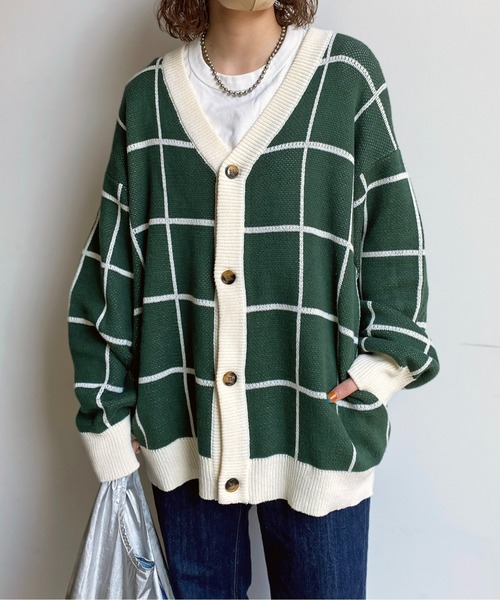 CPCM（シーピーシーエム）の「アソートチェック柄カーディガン（カーディガン/ボレロ・メンズ・グリーン/イエロー/アイボリー/サックスブルー・LARGE/MEDIUM）」の9枚目の写真