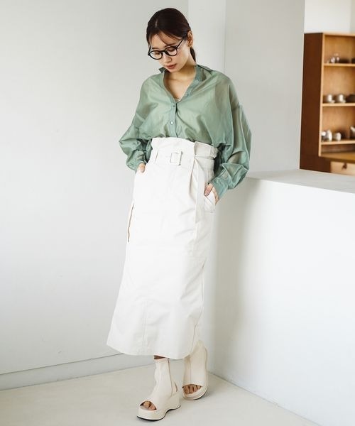 mysty woman(ミスティウーマン)の「シアールーズチュニックシャツ 186265(シャツ/ブラウス・レディース・ブラック/オフホワイト/ピンク/グリーン/ライトベージュ/グレイッシュブルー・FREE)」の19枚目の写真