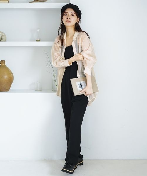 mysty woman(ミスティウーマン)の「シアールーズチュニックシャツ 186265(シャツ/ブラウス・レディース・ブラック/オフホワイト/ピンク/グリーン/ライトベージュ/グレイッシュブルー・FREE)」の7枚目の写真