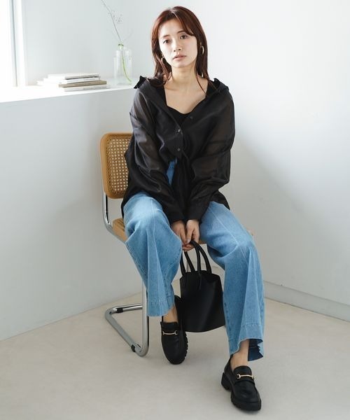 mysty woman(ミスティウーマン)の「シアールーズチュニックシャツ 186265(シャツ/ブラウス・レディース・ブラック/オフホワイト/ピンク/グリーン/ライトベージュ/グレイッシュブルー・FREE)」の10枚目の写真