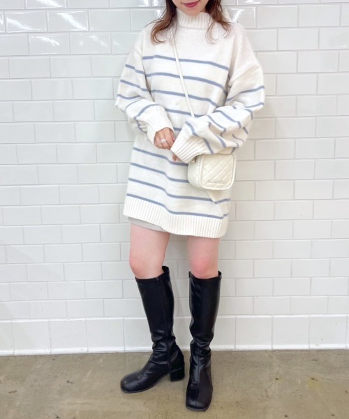 OLIVE des OLIVE(オリーブデオリーブ)の「ボーダーチュニック(ニット/セーター・レディース・ブルー/アイボリー・FREE)」の11枚目の写真